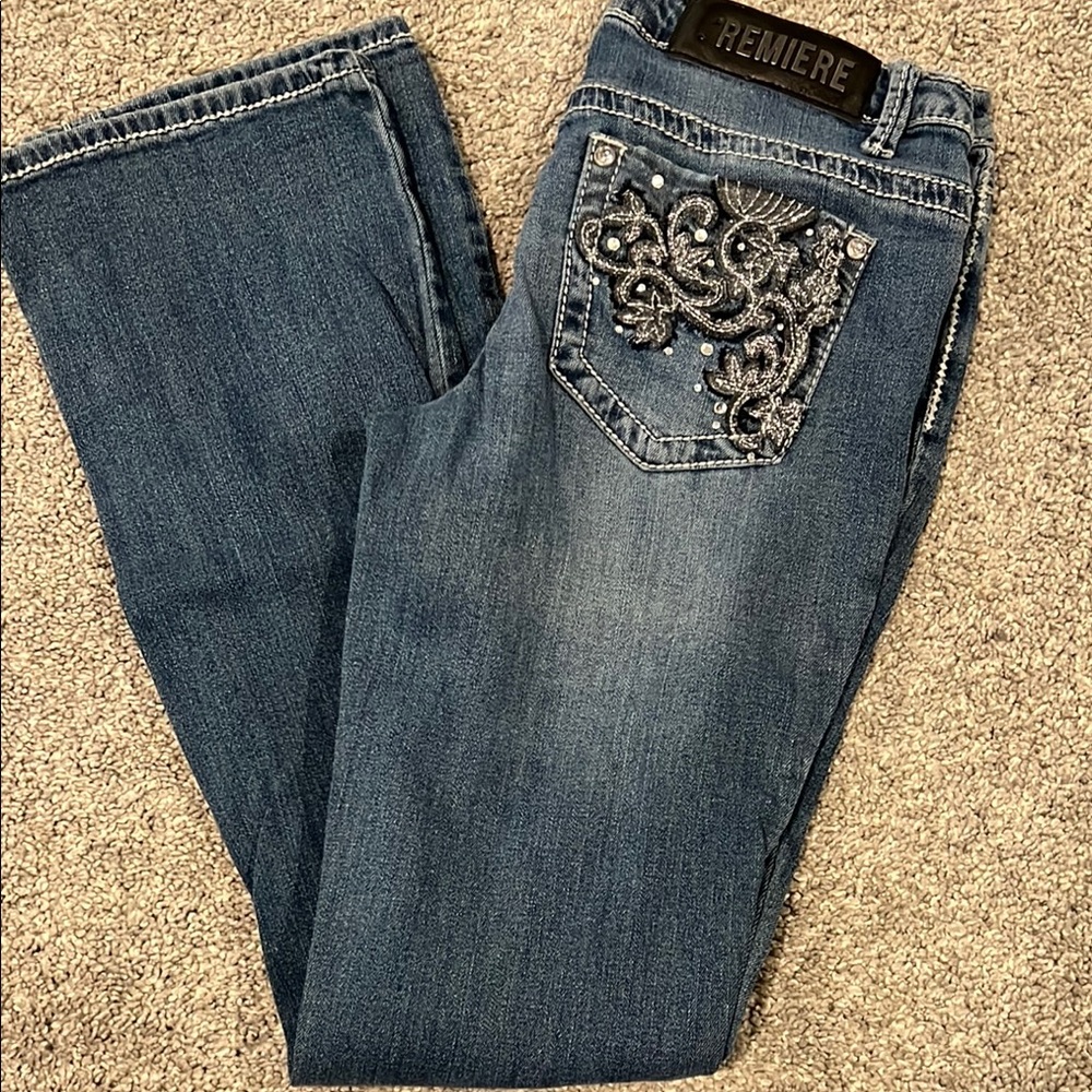 Women's Blue Embellished Jeans